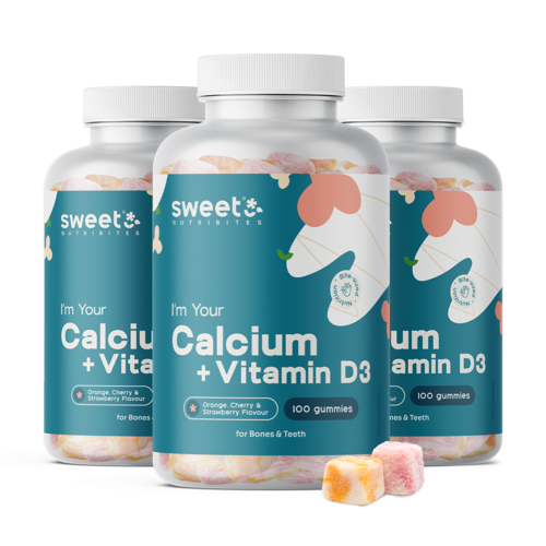 3x Kalcium + D3-vitamin – gumicukor az izmok, csontok és fogak számára, összesen 300 gumicukor